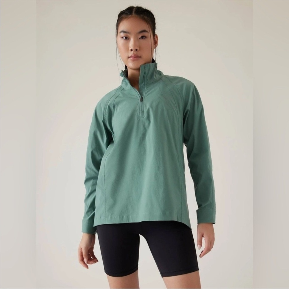 Athleta Teal Quarter-Zip Jacket